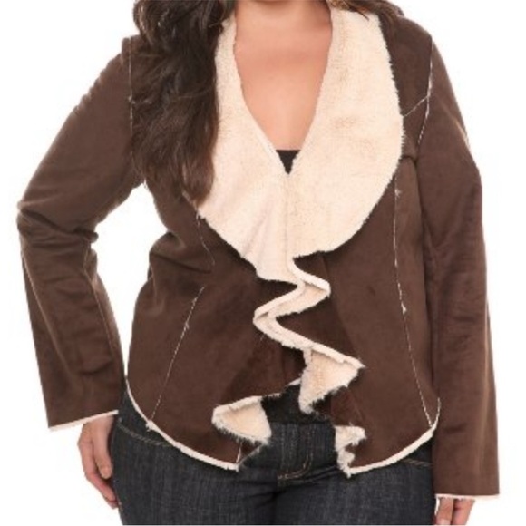 torrid Jackets & Blazers - TORRID Brown Suede Sherpa Lined Jacket | Size 2